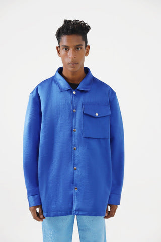ROYAL BLUE SILK COACH JACKET - Rastah