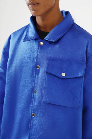 ROYAL BLUE SILK COACH JACKET - Rastah
