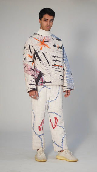 Quilted Block-Print Mixed Media Top - Rastah