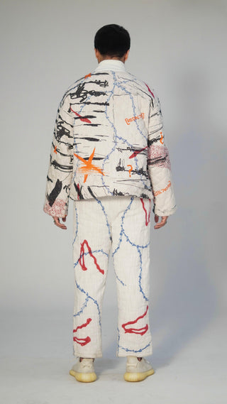 Quilted Block-Print Mixed Media Top - Rastah