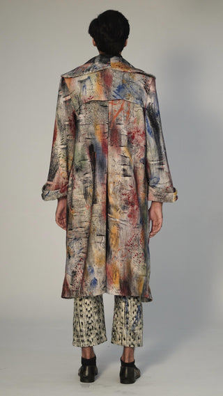 Hand Block Printed Pleated Long Coat - Rastah