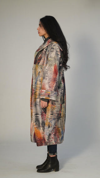 Hand Block Printed Pleated Long Coat - Rastah