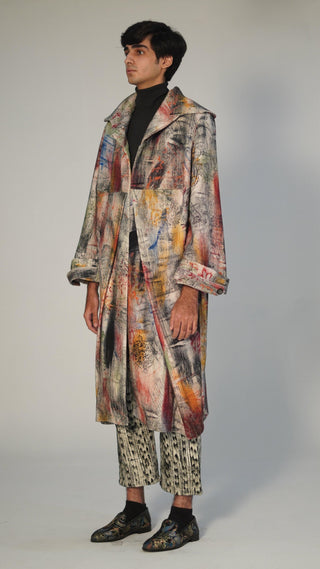 Hand Block Printed Pleated Long Coat - Rastah