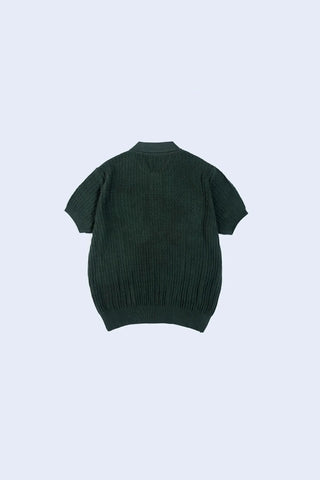 Green Jacquard Knit Polo