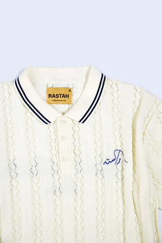 Cream Cable-Knit Polo