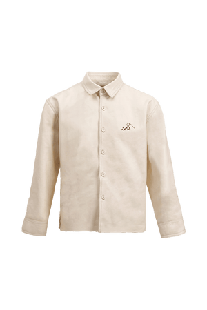 Cream collar pressed leather shirt