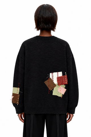 Black Jacquard Patchwork Sweater