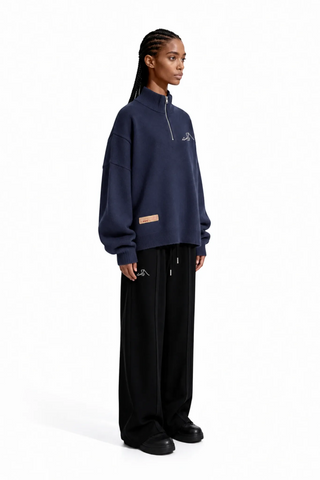 Safarnama Quarter-Zip Embroidered Sweater