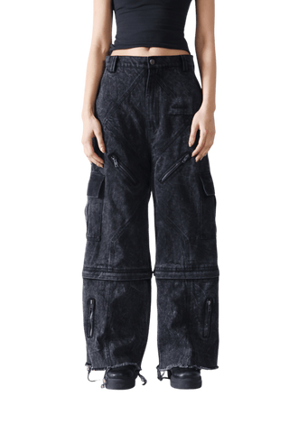 Denim Acid Wash Convertible Pants