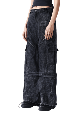 Denim Acid Wash Convertible Pants