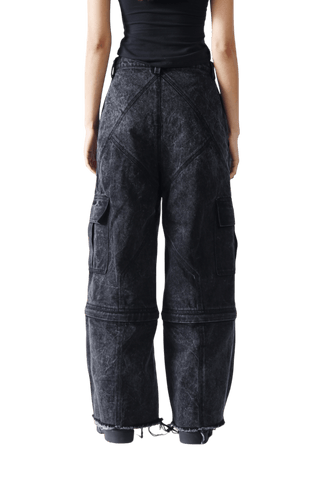 Denim Acid Wash Convertible Pants