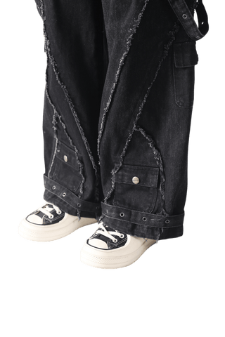 Denim Acid Wash Cargo Pants