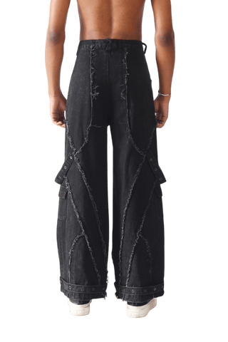 Denim Acid Wash Cargo Pants