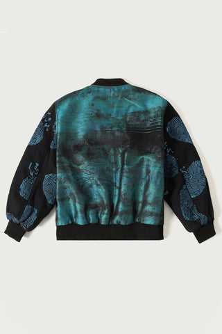 "WHO AM I" HAND BLOCK PRINTED SILK BOMBER - Rastah