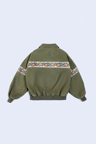 Olive Block-Print Twill Jacket