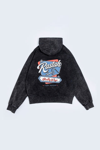 Black Acid Wash Oversized Hoodie