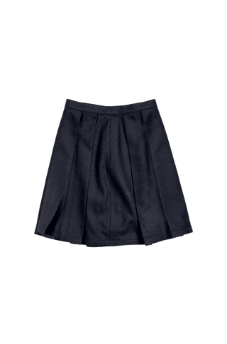 Black Wool Pleated Short Skirt