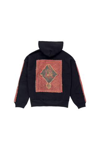 Hand Crafted Unisex Matte Black Mughal Horseback Hoodie