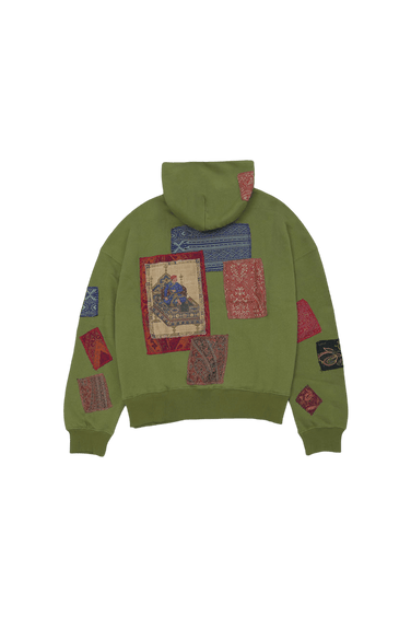 Olive patchwork hoodie sale