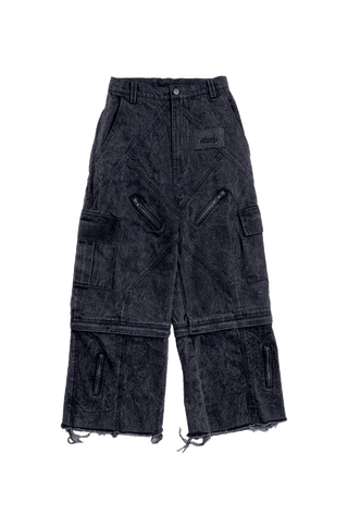 Denim Acid Wash Convertible Pants