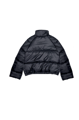 Black Nylon Puffer Crop Jacket