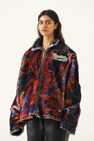 lahori nights" printed sherpa jacket