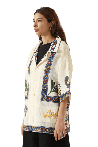 "MIDCENTURY" BLOCKPRINT HANDWOVEN BUTTON DOWN