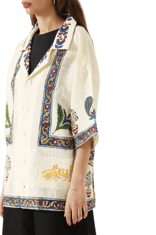 "MIDCENTURY" BLOCKPRINT HANDWOVEN BUTTON DOWN