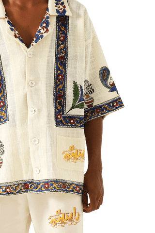 "MIDCENTURY" BLOCKPRINT HANDWOVEN BUTTON DOWN