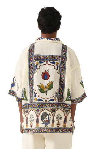 "MIDCENTURY" BLOCKPRINT HANDWOVEN BUTTON DOWN