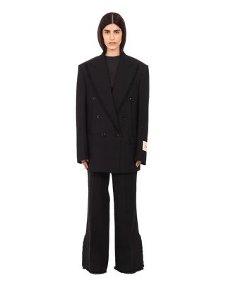 FRAYED BLACK KHADDAR BLAZER