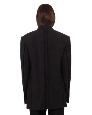 FRAYED BLACK KHADDAR BLAZER