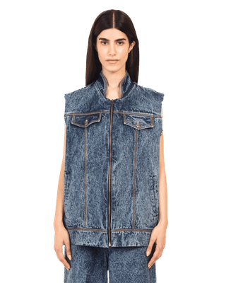 BLUE ACID WASH DENIM VEST