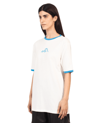 BLUE REGULAR FIT EMBROIDERED LOGO T SHIRT