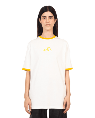 YELLOW REGULAR FIT EMBROIDERED LOGO T SHIRT