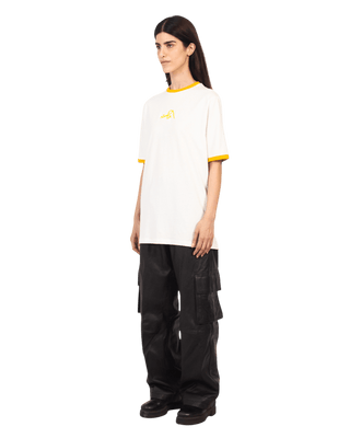 YELLOW REGULAR FIT EMBROIDERED LOGO T SHIRT