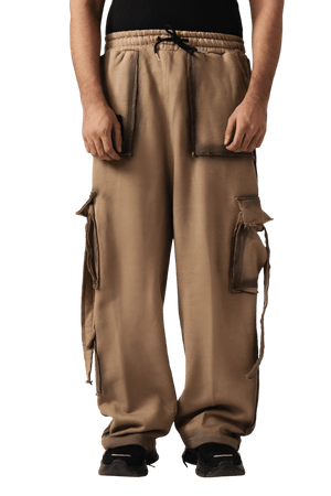 Beige spray fade logo cargo