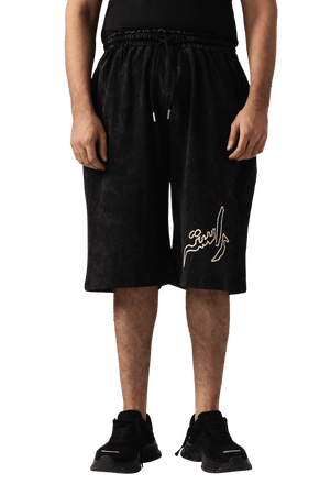 Grain wash logo shorts