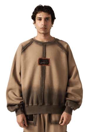 Beige spray fade logo sweatshirt