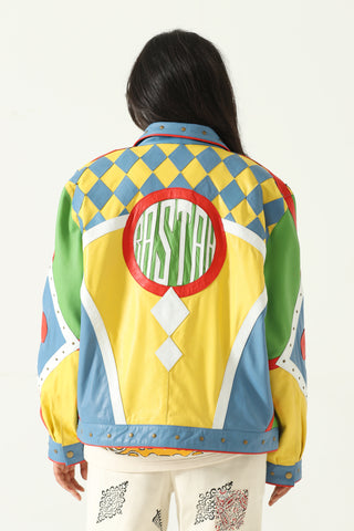 MULTICOLOR PANELED LEATHER JACKET