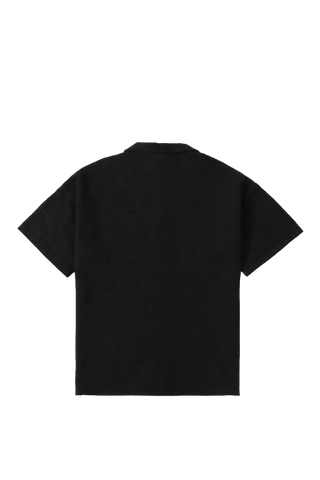 black handwoven button down