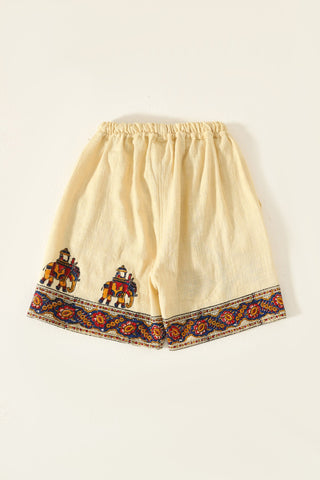 FLORAL HANDWOVEN COTTON SHORTS