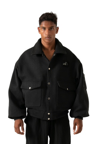 "95" oversized denim bomber jacket