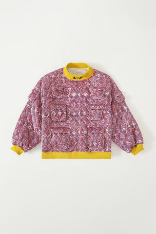 "HAVELI" QUILTED SILK BLOCKPRINT SWEATSHIRT