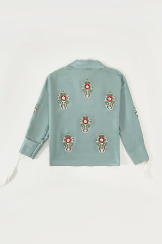 HAND EMBROIDERED TASSELS SILK SHIRT