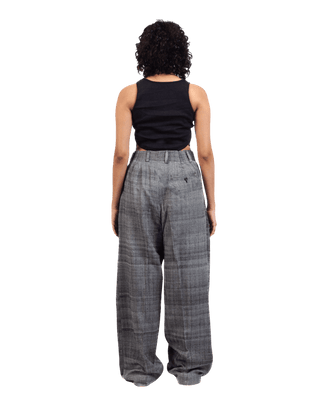 GREY TWEED DOUBLE-PLEATED TROUSERS