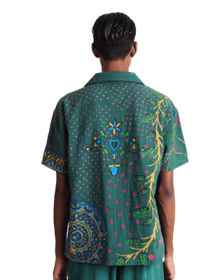 "PEACOCK GARDEN" BLOCKPRINT BUTTON DOWN