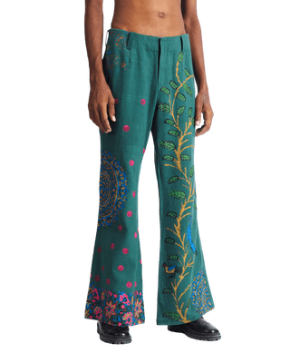 "PEACOCK GARDEN" BLOCKPRINT KHADDAR PANTS