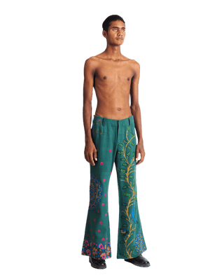 "PEACOCK GARDEN" BLOCKPRINT KHADDAR PANTS