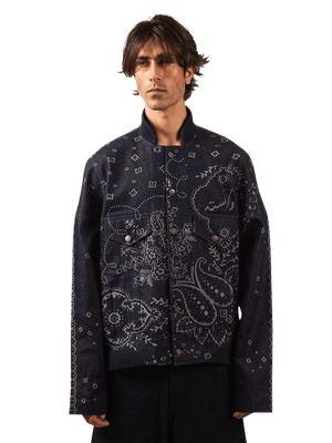 Denim dastan laser print jacket